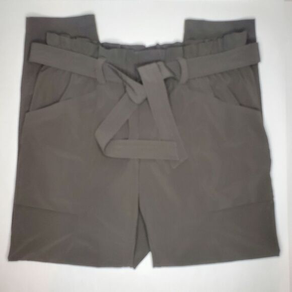 Athleta Skyline Paper Bag Waist Pants Olive Gray Size 10 - Picture 2 of 11